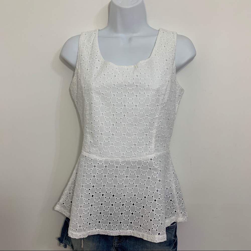 White Eyelet tank top by Imaginary Voyage  Medium